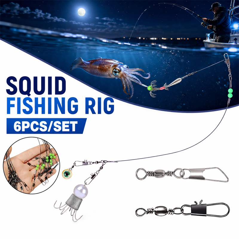 Saltwater Line - 6 adet Kalamar Balıkçılık Takımı Ahtapot